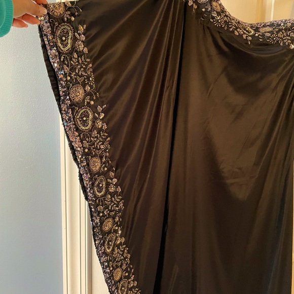 Brand new buttery soft black satin one shoulder dress with hand embroidery 💥💥 - Picture 5 of 9